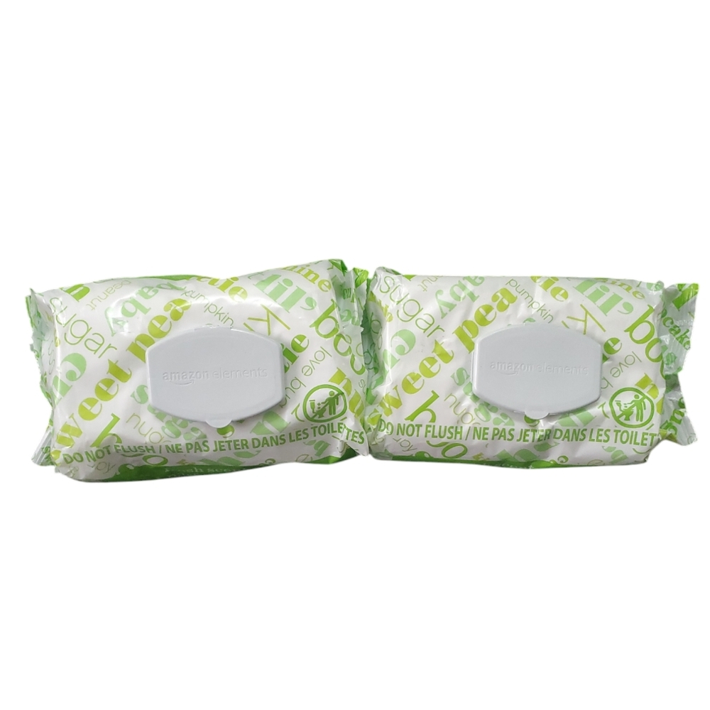 Lot of 2 Amazon Elements Baby Wipes Fresh Scent Total 180 Wipes Exp 07/2026 New